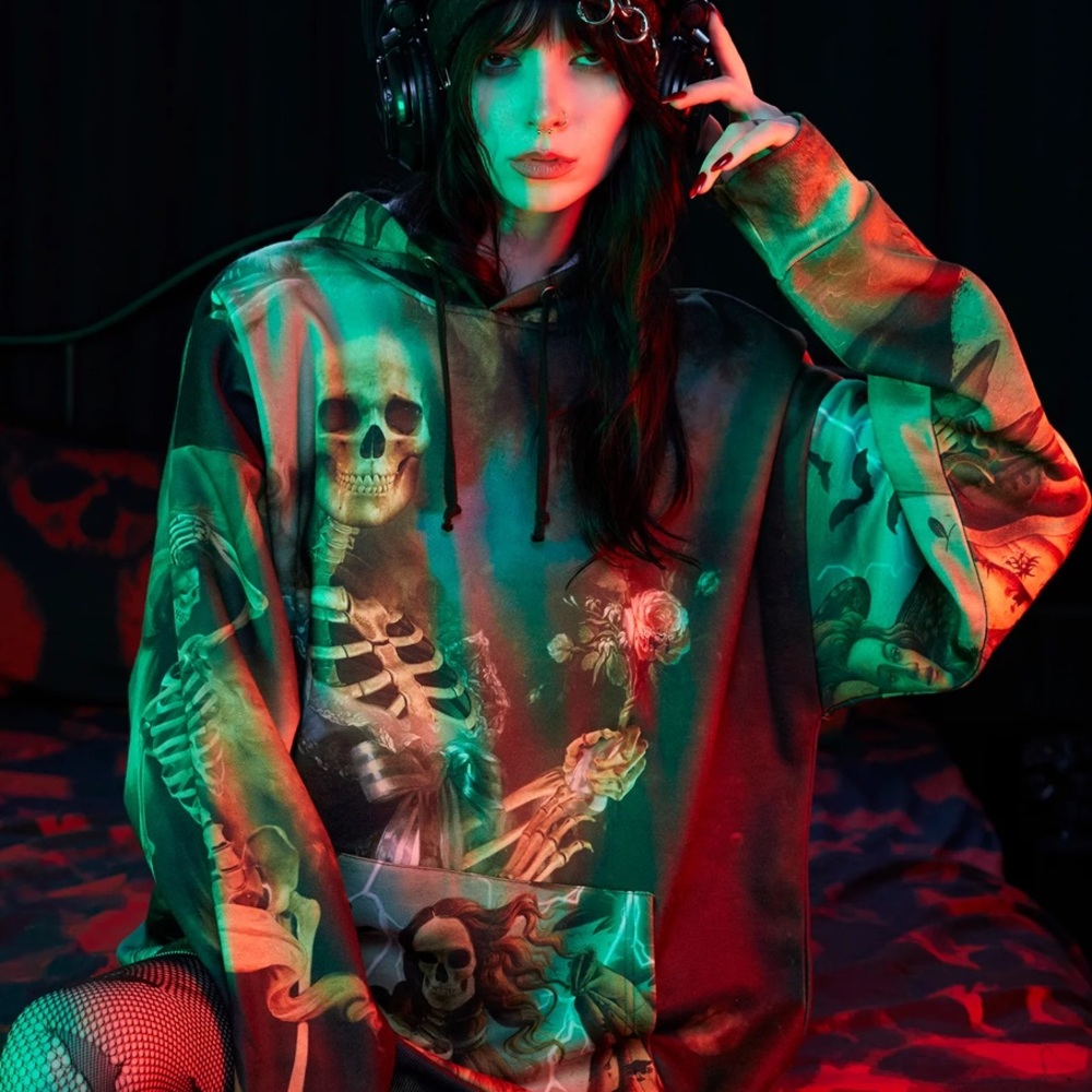 cursed oversized hoodie, XS( would fit XXS- Medium)